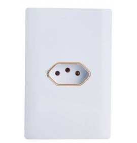 Conjunto Tomada 10A Horizontal 4x2 - Novara Branco Brilhante Gold 